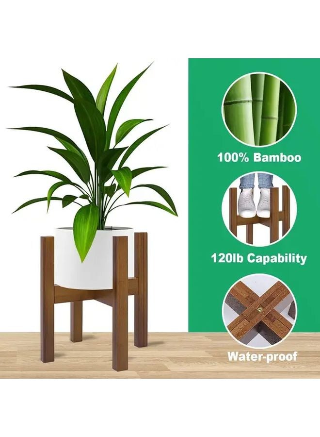 Black Walnut Adjustable Bamboo Plant Stand For 8 12 Inch Pots Modern Indoor Plant Holder - Image 2